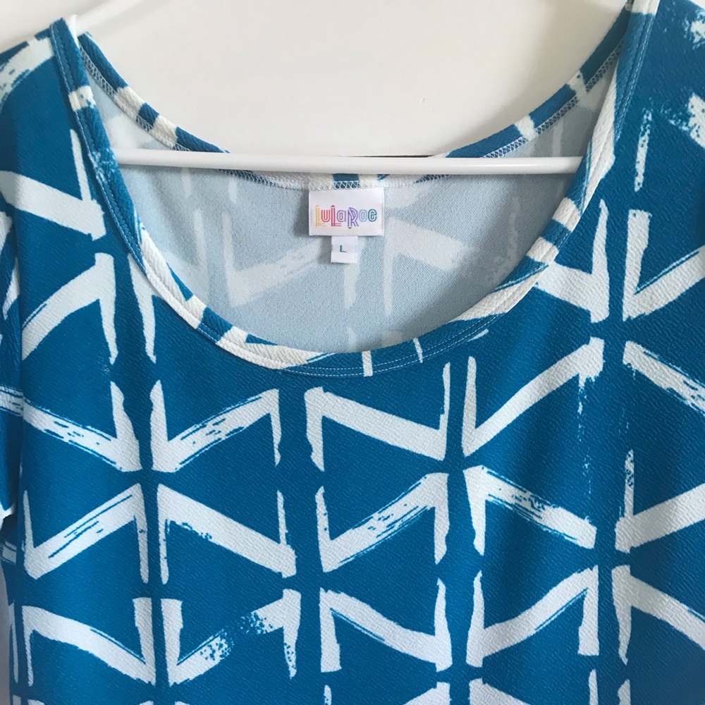 Lularoe Nicole Teal Dress Size Large - Picture 2 of 4